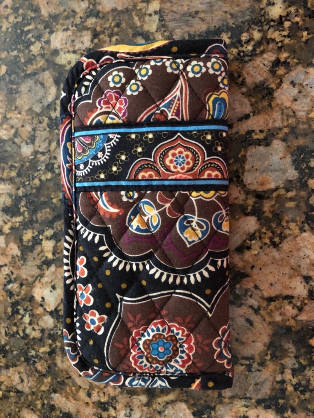 Vera Bradley Quilted Floral Print Eye Glasses soft case - Black & Brown new cond